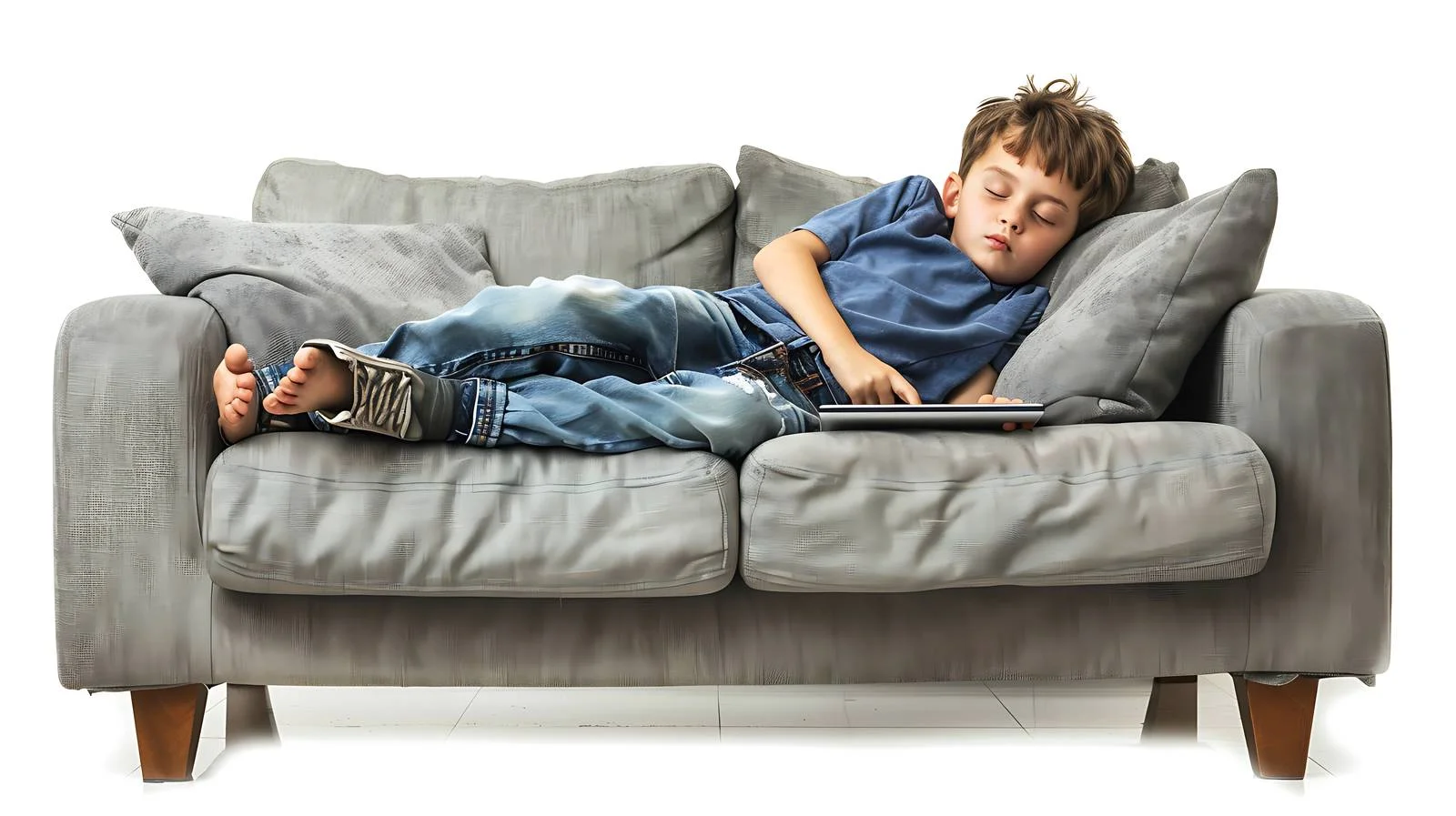 Youthful Rest: Boy Napping on Tablet — free download from Dotvec