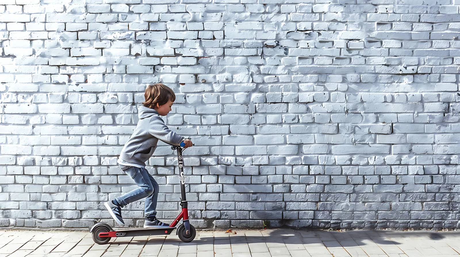 Youthful Scooter Stunt on Sidewalk — free download from Dotvec