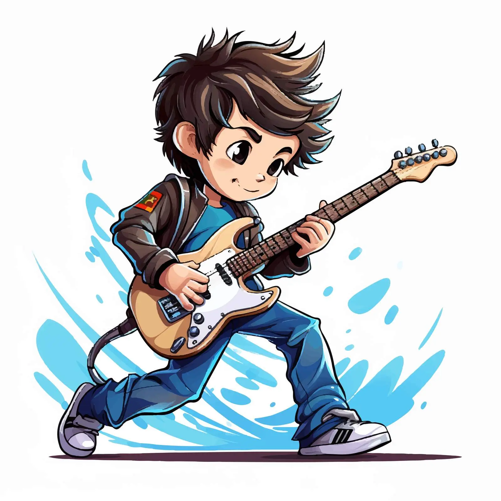 Boy Playing Electric Guitar Vector Illustration — free download from Dotvec
