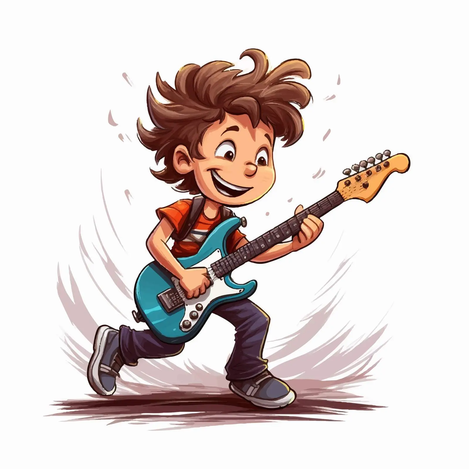 Boy Playing Electric Guitar Vector Illustration — free download from Dotvec