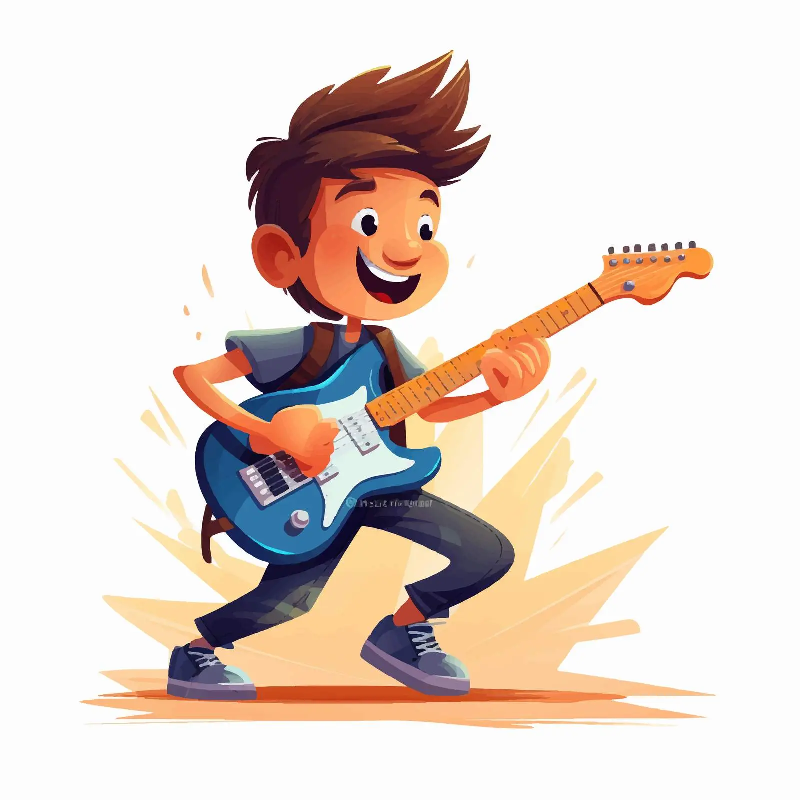 Boy Playing Electric Guitar Vector Illustration — free download from Dotvec