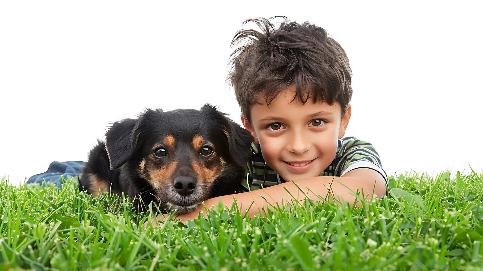 Serene Boy with Dog in Meadow — free download from Dotvec