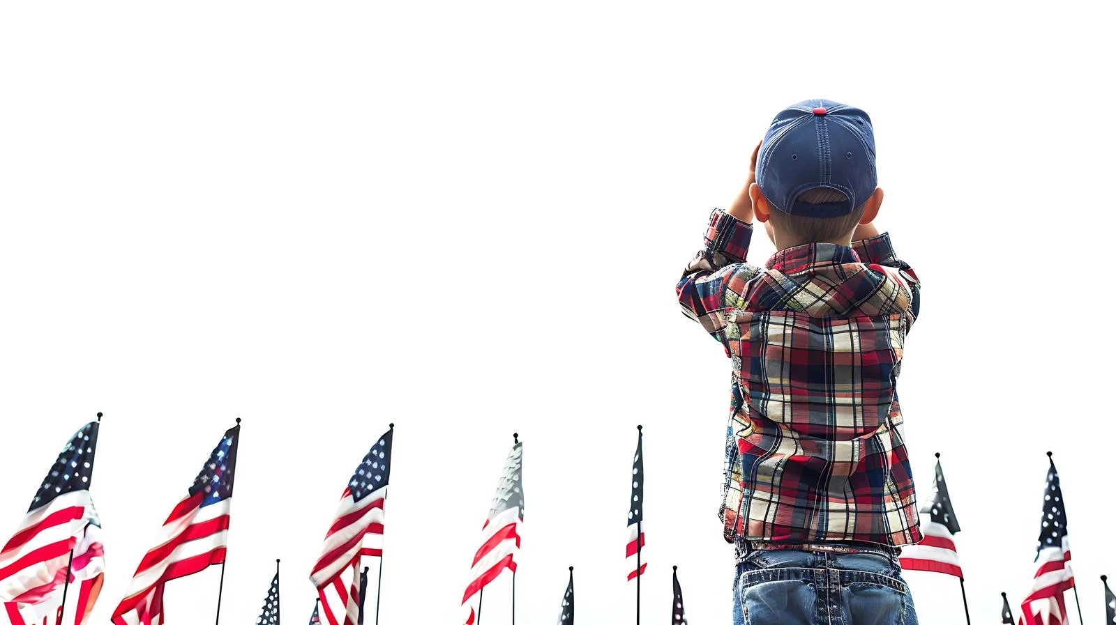 Young boy saluting flags on Memorial Day — free download from Dotvec