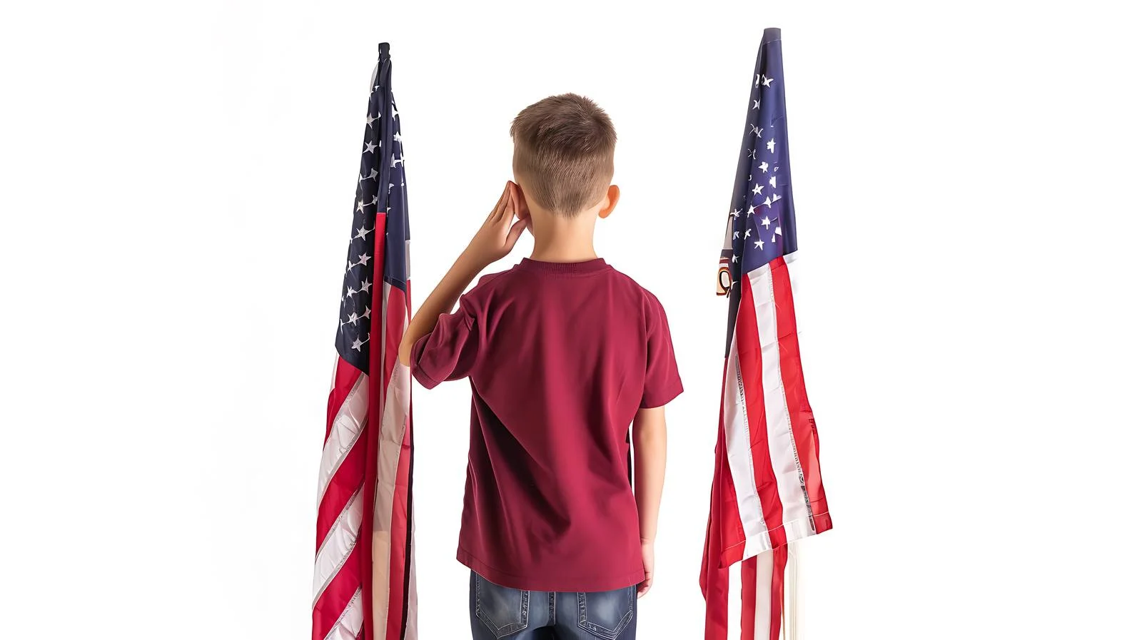 Young Boy Saluting Flags at Memorial Day Event — free download from Dotvec