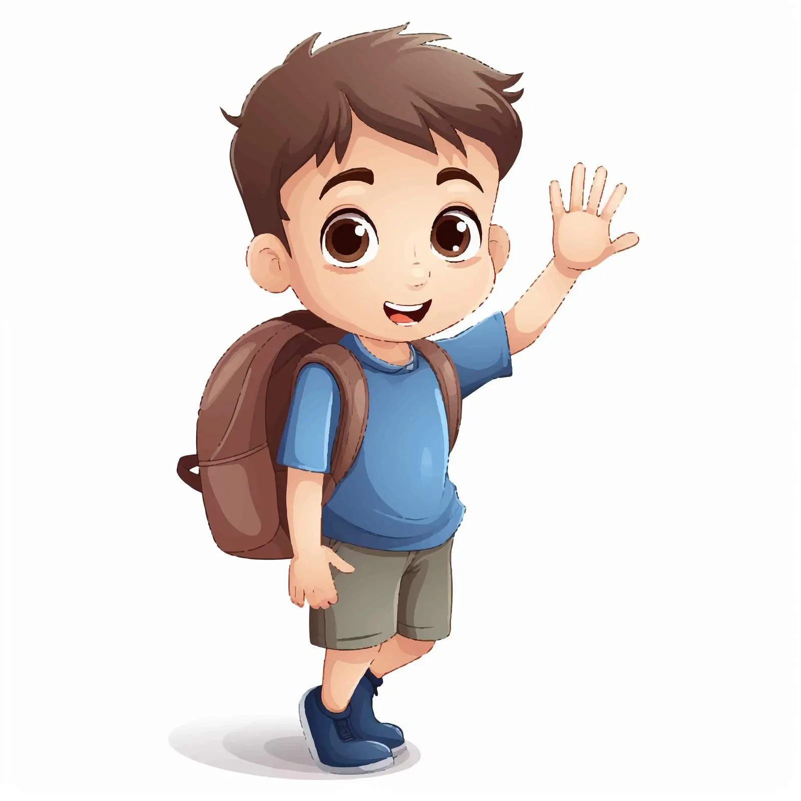 Cute Boy Waving Goodbye Cartoon Vector Illustration — free download from Dotvec