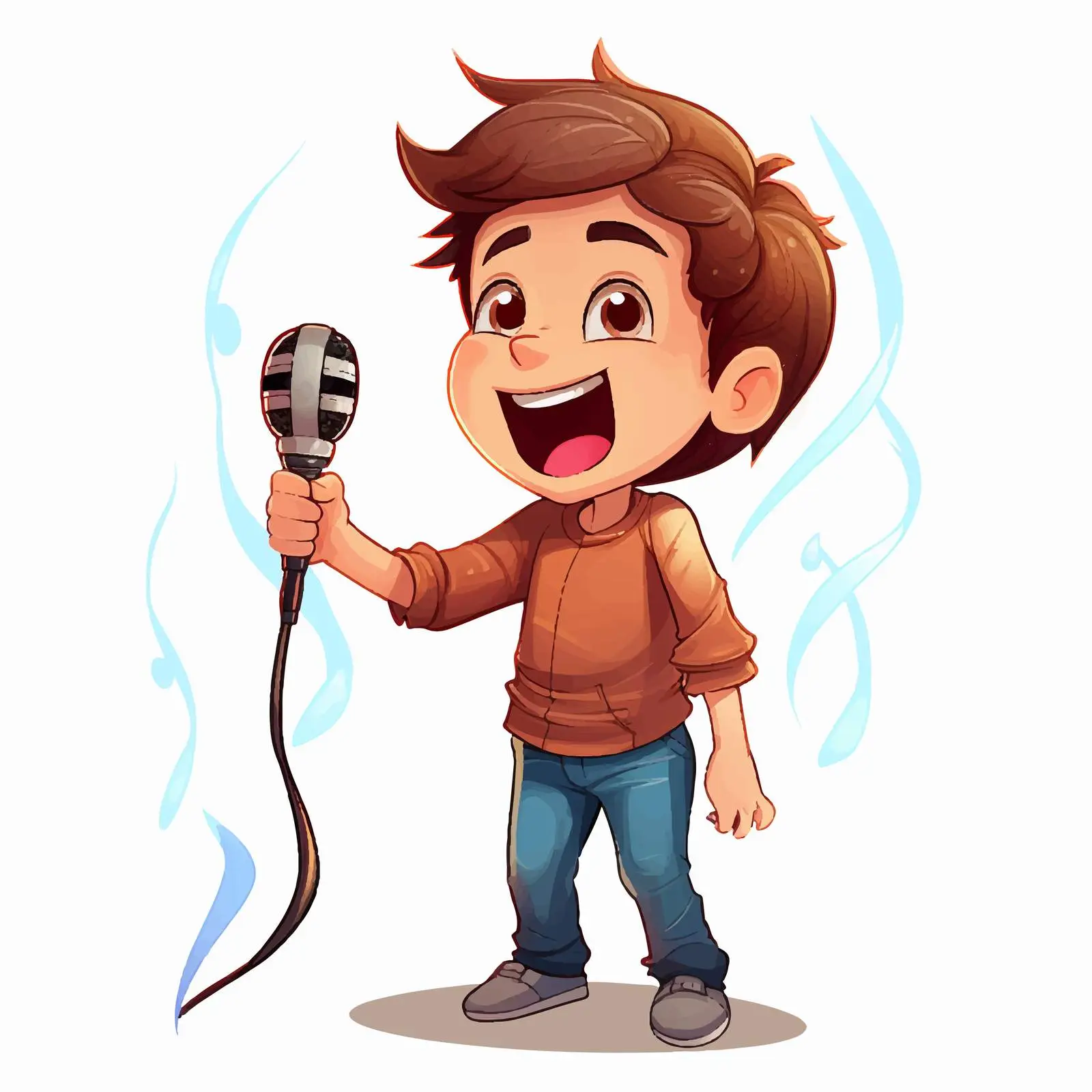 Cartoon Boy Singing with Microphone Vector — free download from Dotvec