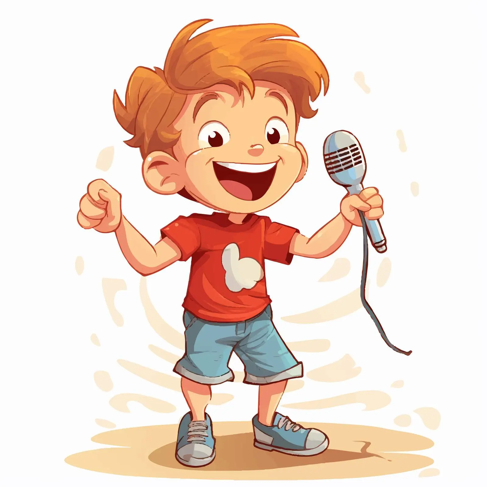 Cartoon Boy Singing with Microphone Illustration — free download from Dotvec