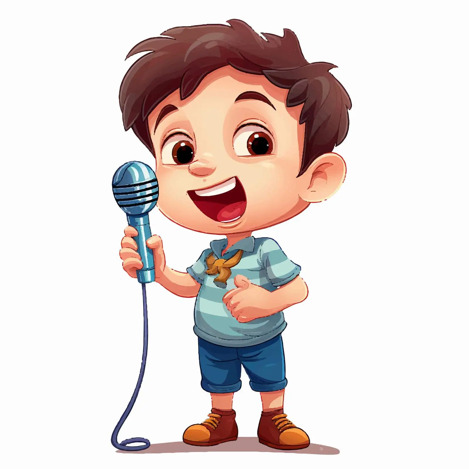 Cartoon Boy Singing with Microphone Illustration — free download from Dotvec