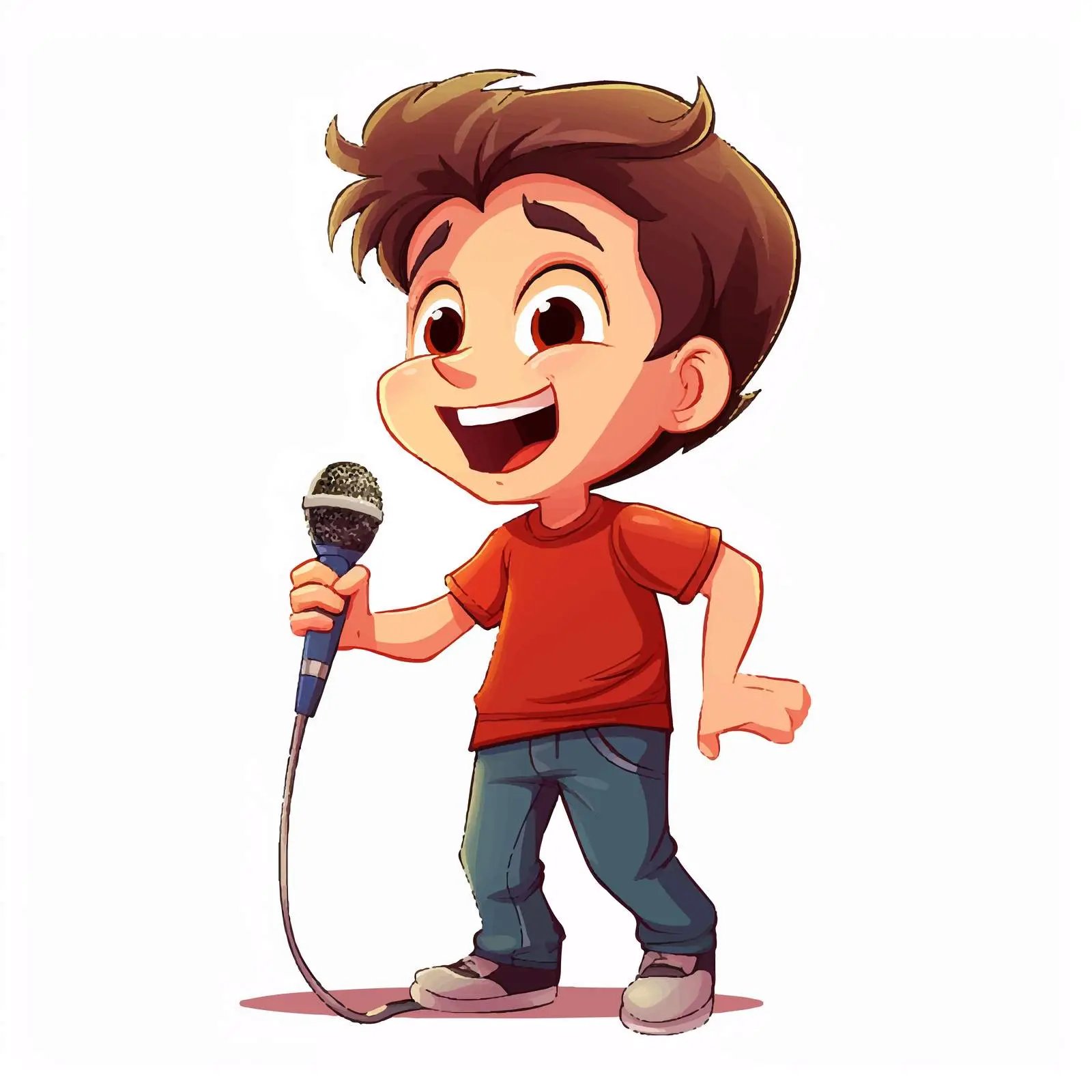 Cartoon Boy Singing with Microphone Vector — free download from Dotvec