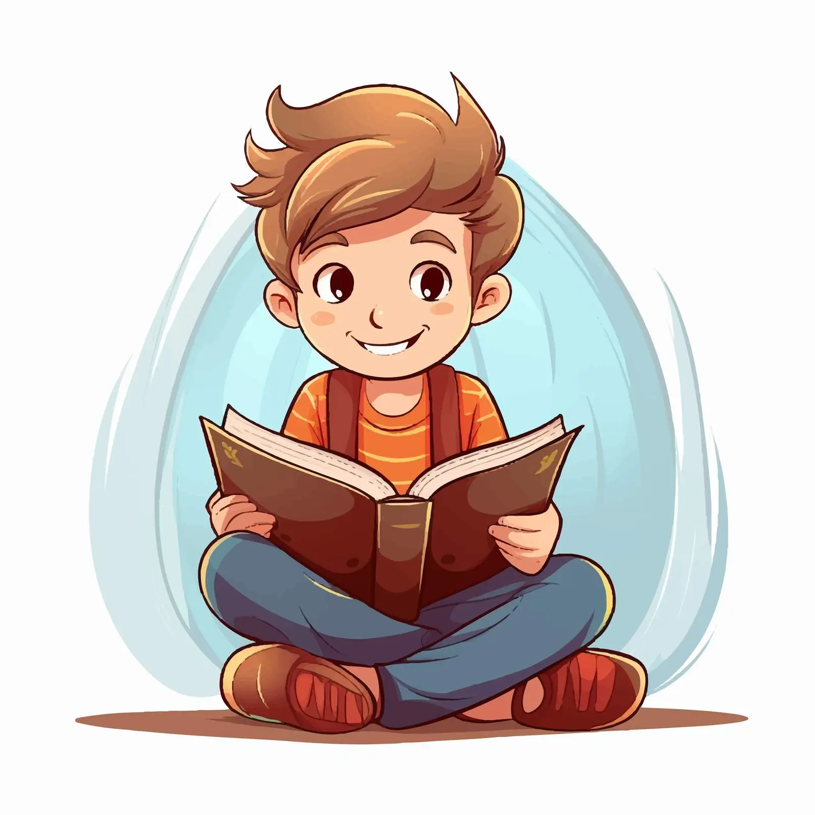 Boy Reading a Book Illustration Vector — free download from Dotvec