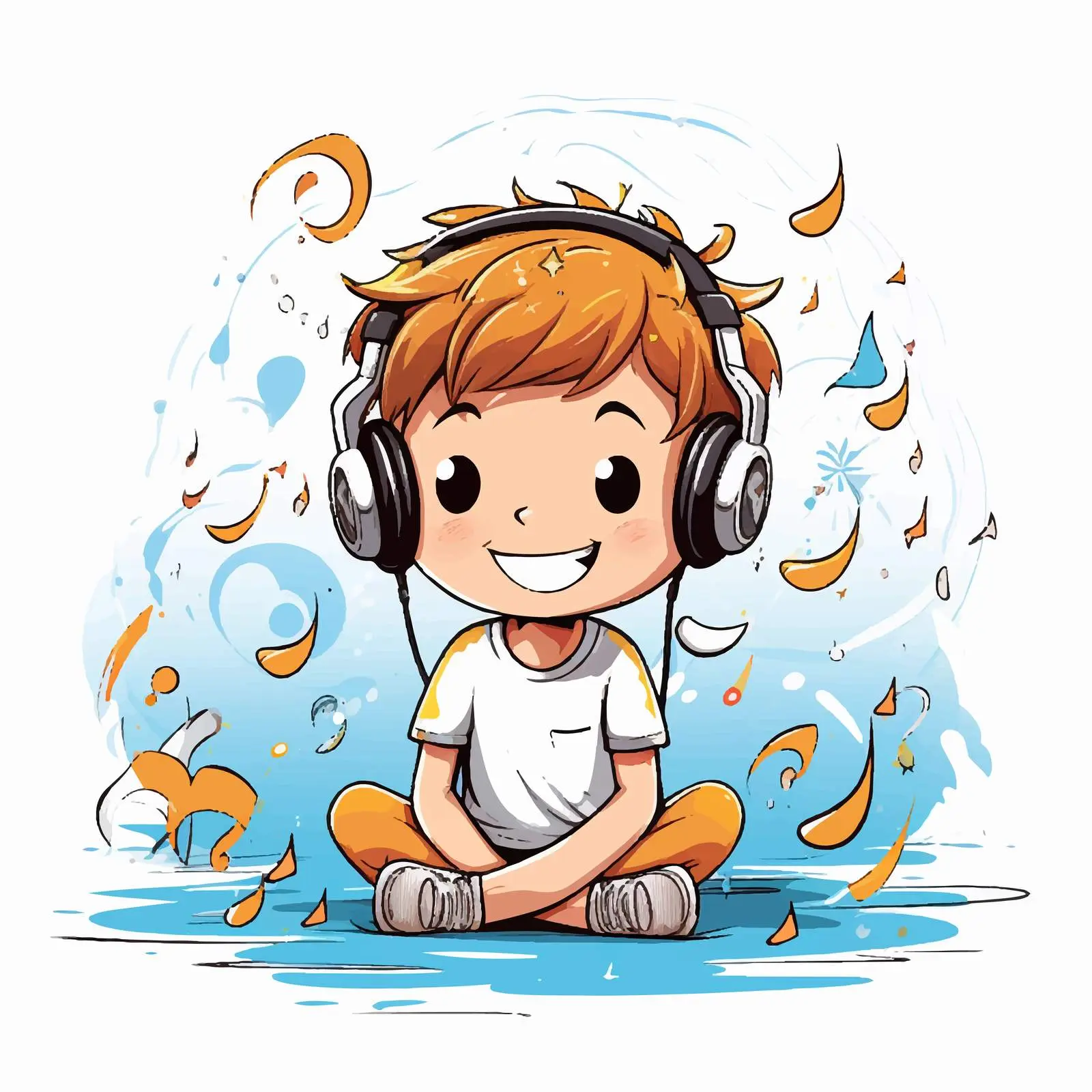 Boy Listening to Music on the Floor — free download from Dotvec