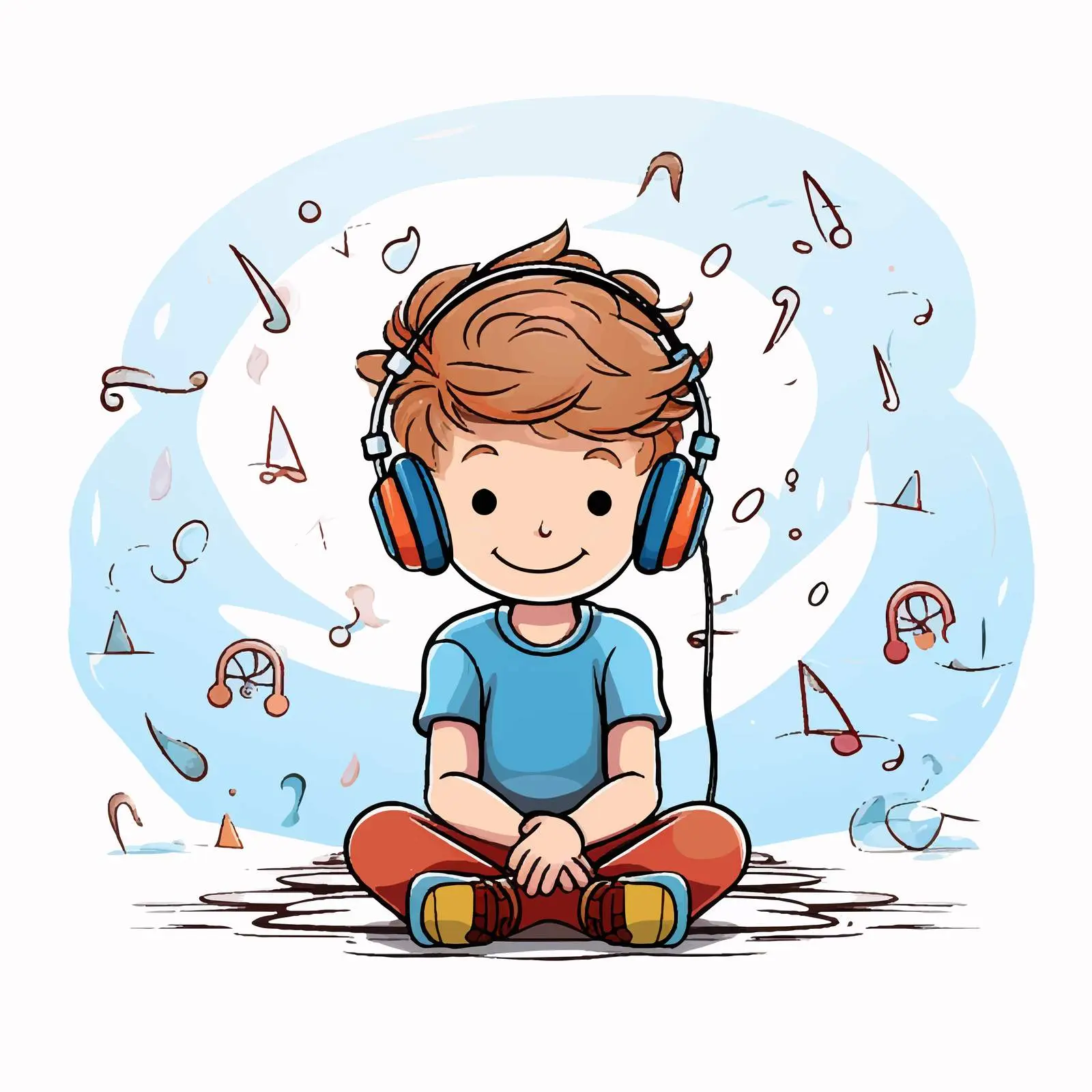 Boy Listening to Music on the Floor — free download from Dotvec