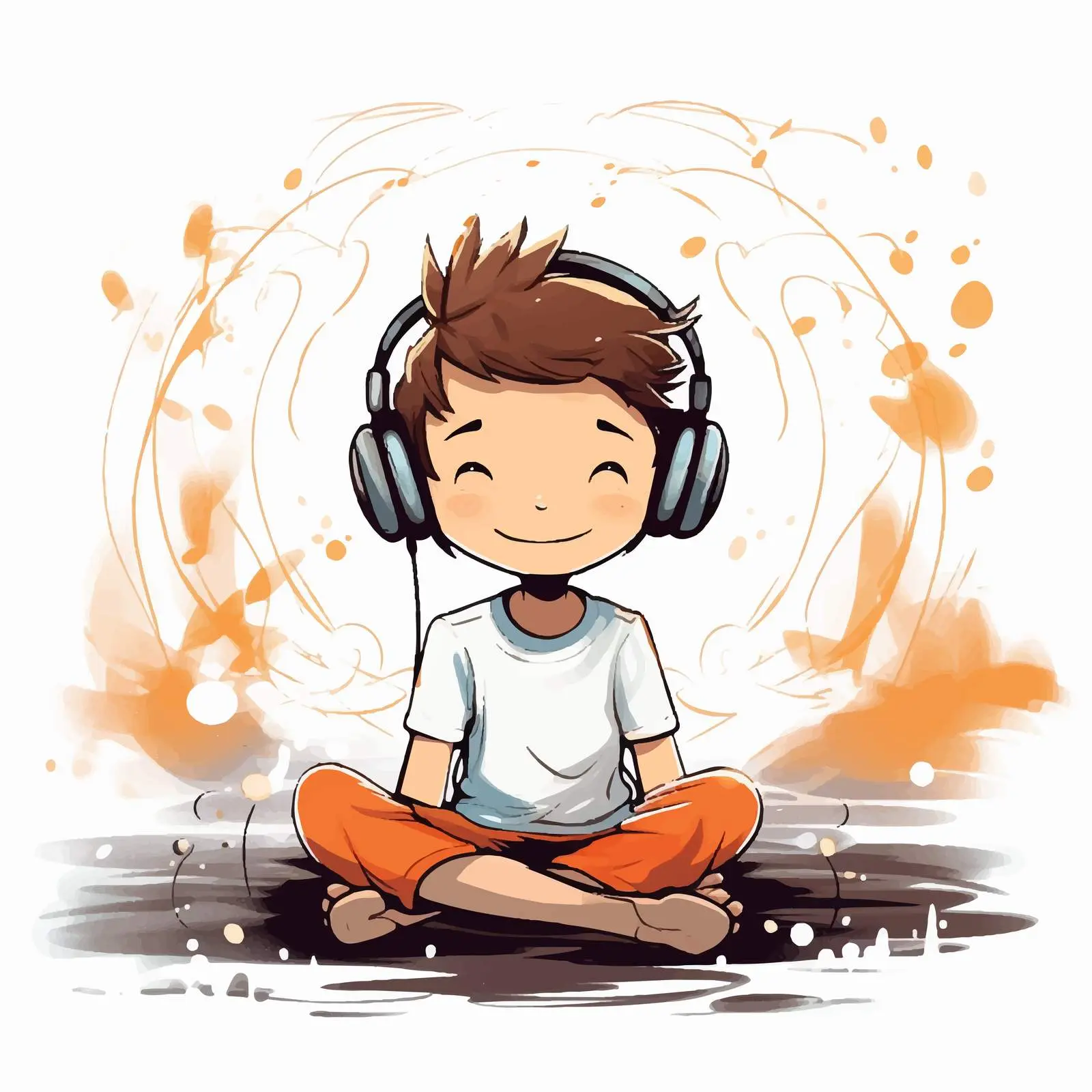 Boy Listening to Music on the Floor — free download from Dotvec