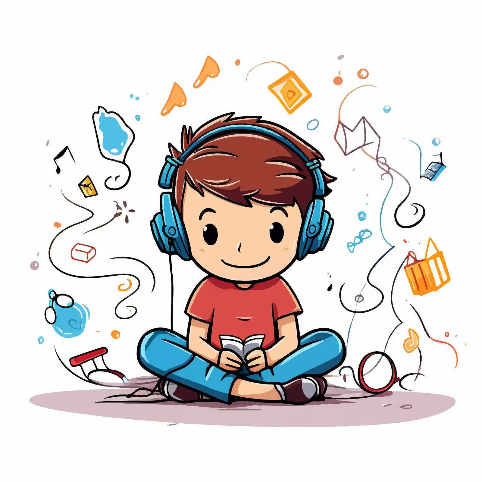 Boy Listening to Music on the Floor — free download from Dotvec