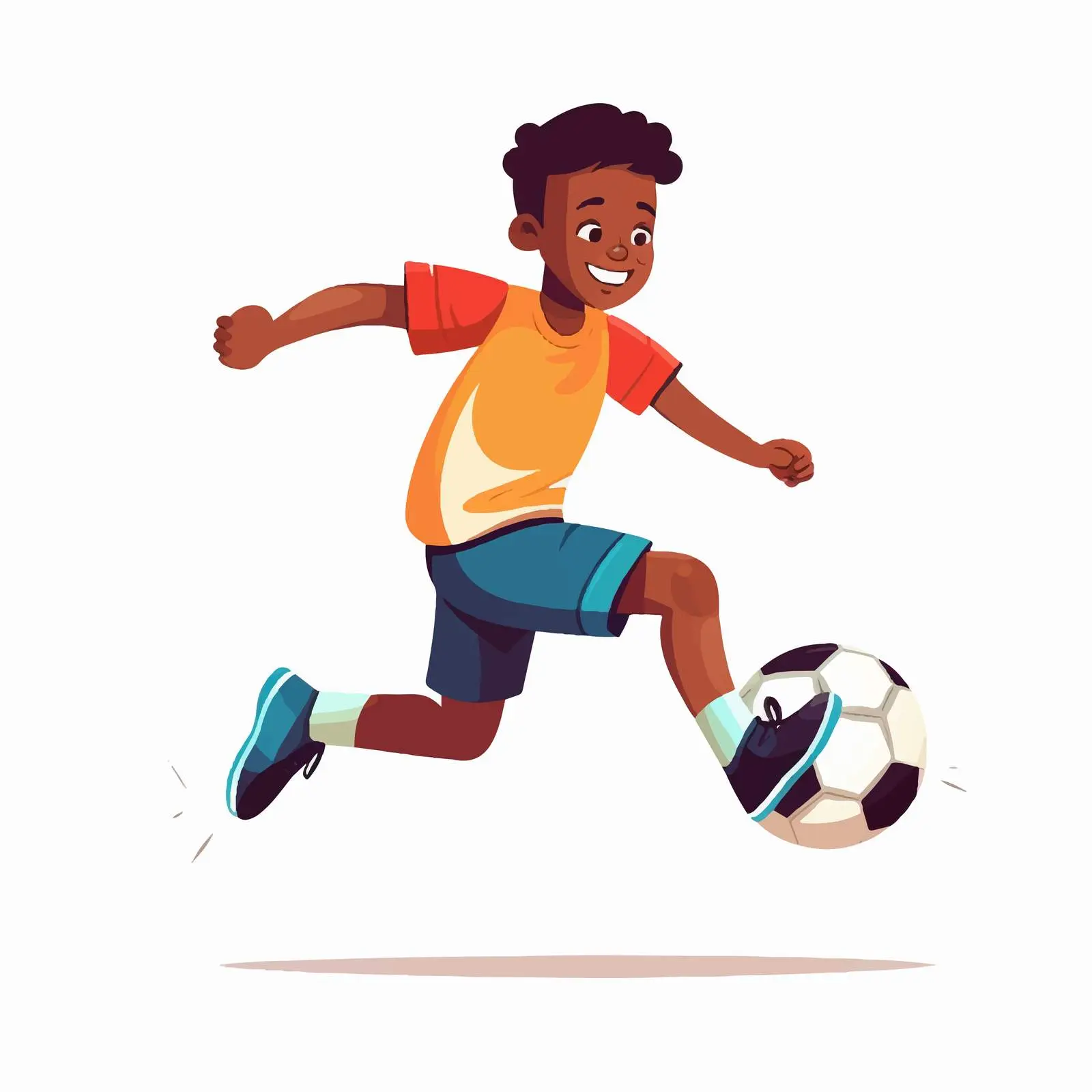 Boy Soccer Player Kicking Ball in Mid-Flip Jump — free download from Dotvec