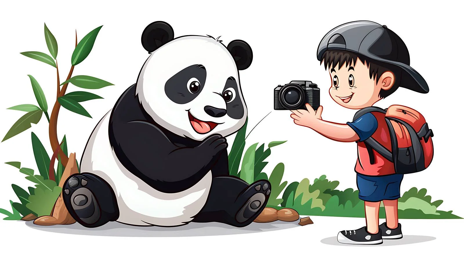 Child Capturing Panda Image at Zoo — free download from Dotvec
