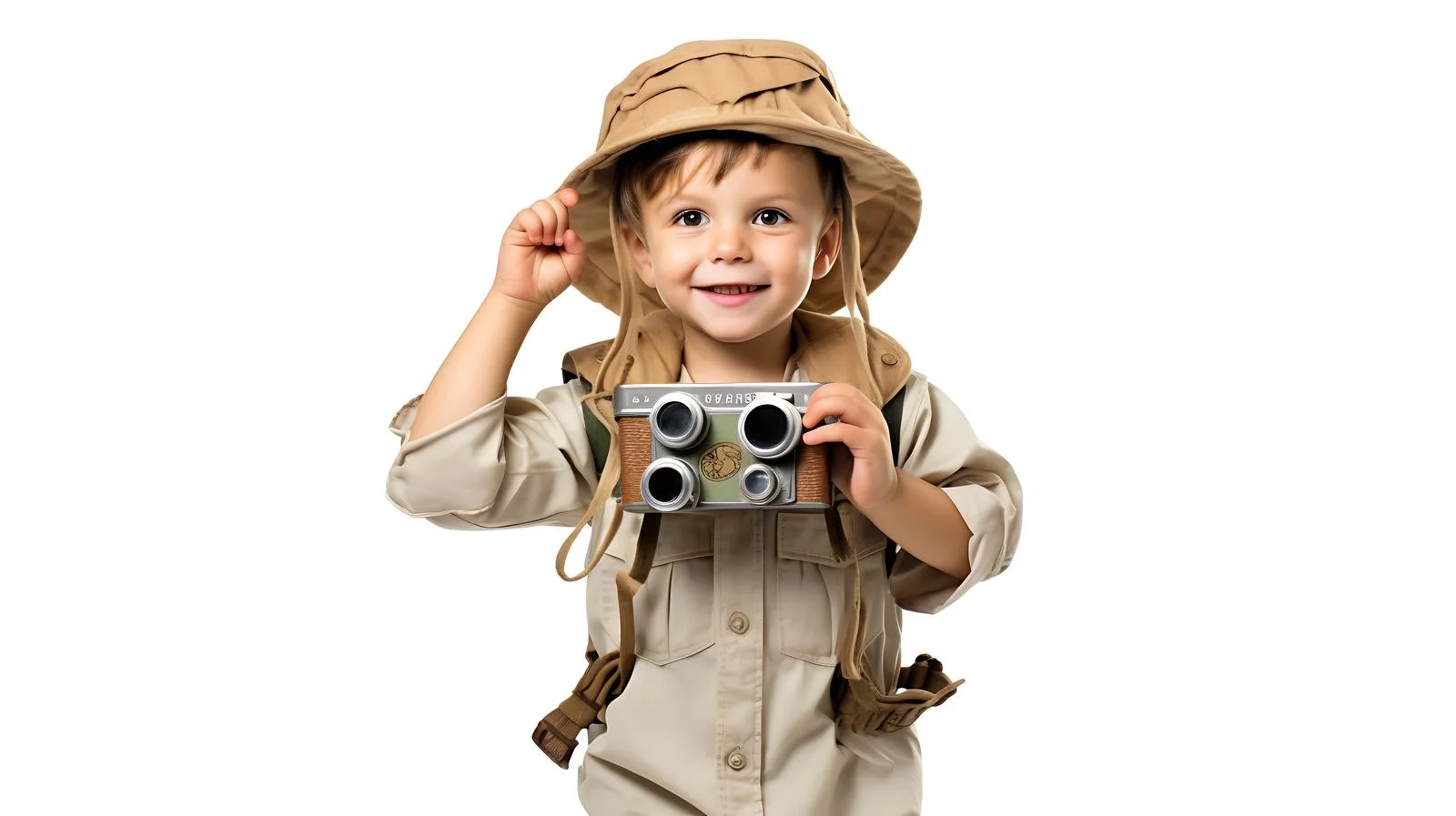 Adventurous Boy in Explorer Costume with Binoculars — free download from Dotvec