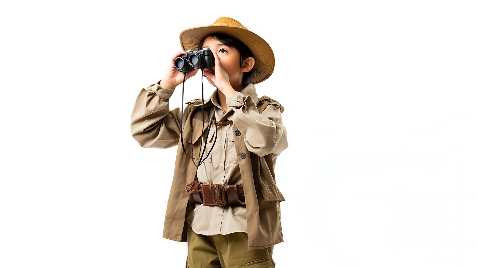 Adventurous boy with binoculars in explorer outfit — free download from Dotvec
