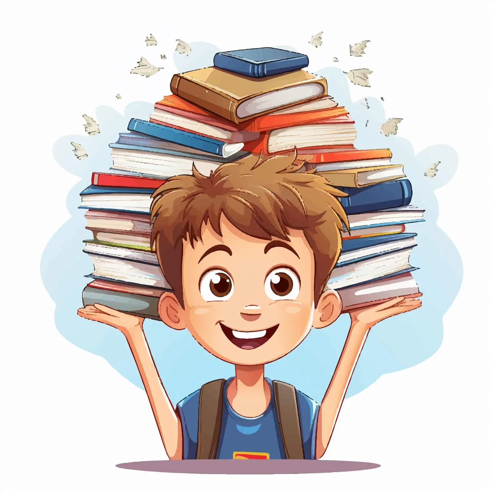 Boy Balancing Books in Classroom Vector Art — free download from Dotvec