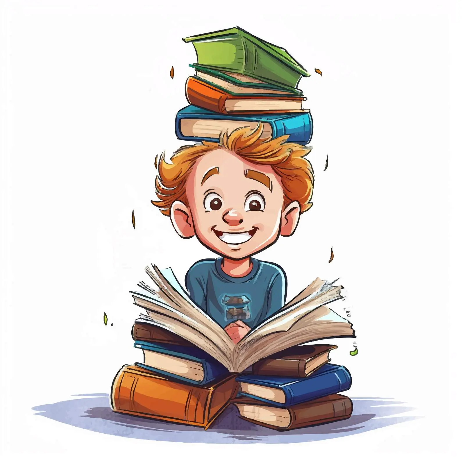 Boy Balancing Books in Classroom Vector — free download from Dotvec