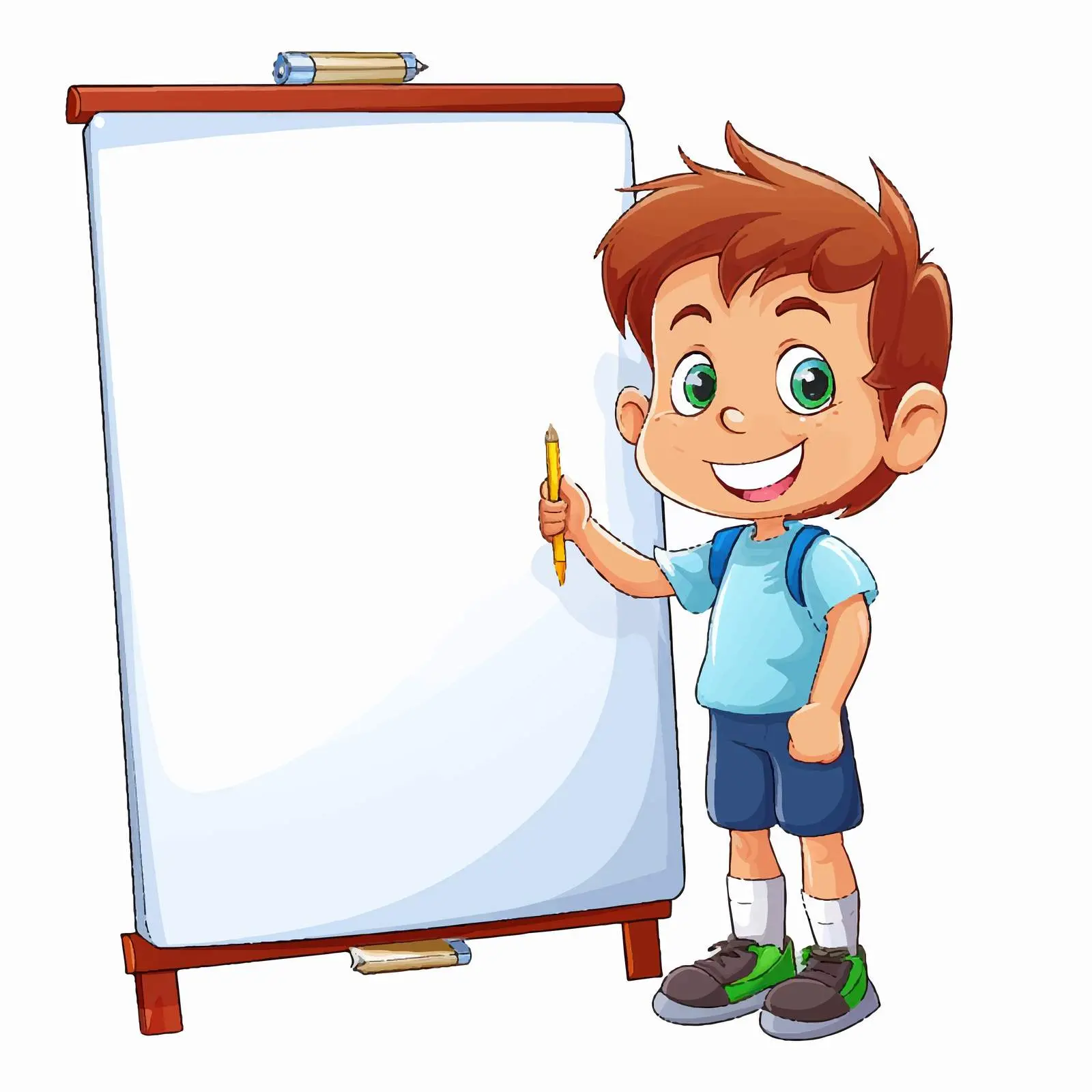 Boy Writing on Whiteboard with Marker Vector — free download from Dotvec