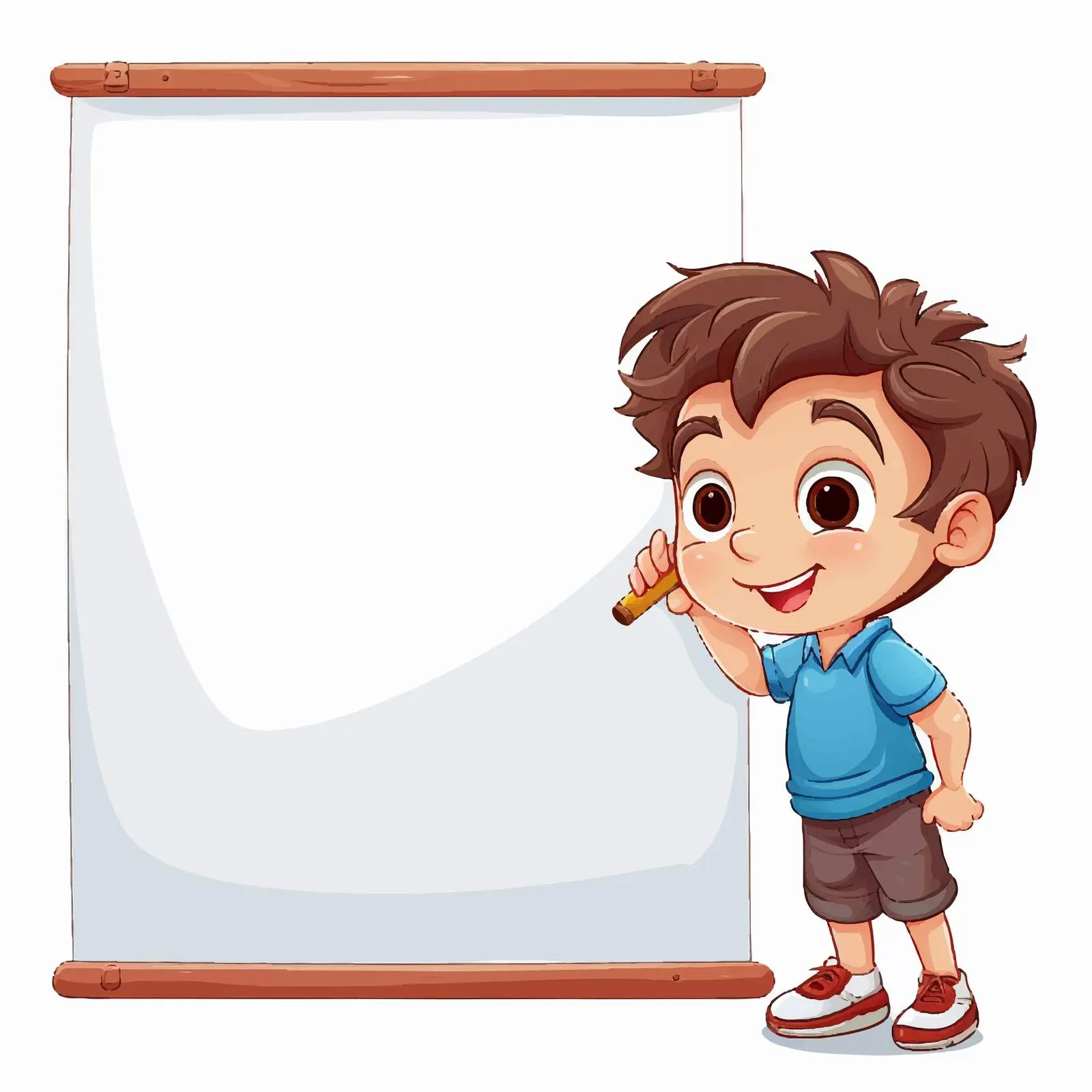 Boy Writing on Whiteboard in Classroom Vector – free whiteboard image from Dotvec