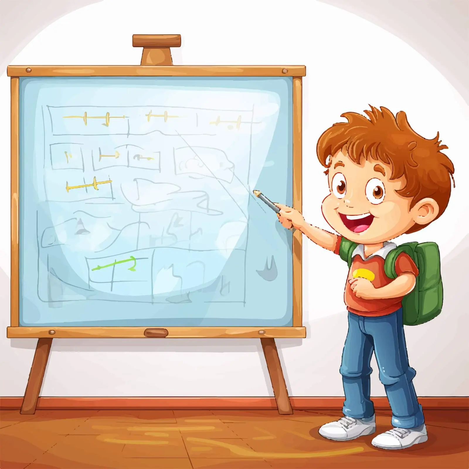 Boy Writing on Whiteboard in Classroom — free download from Dotvec