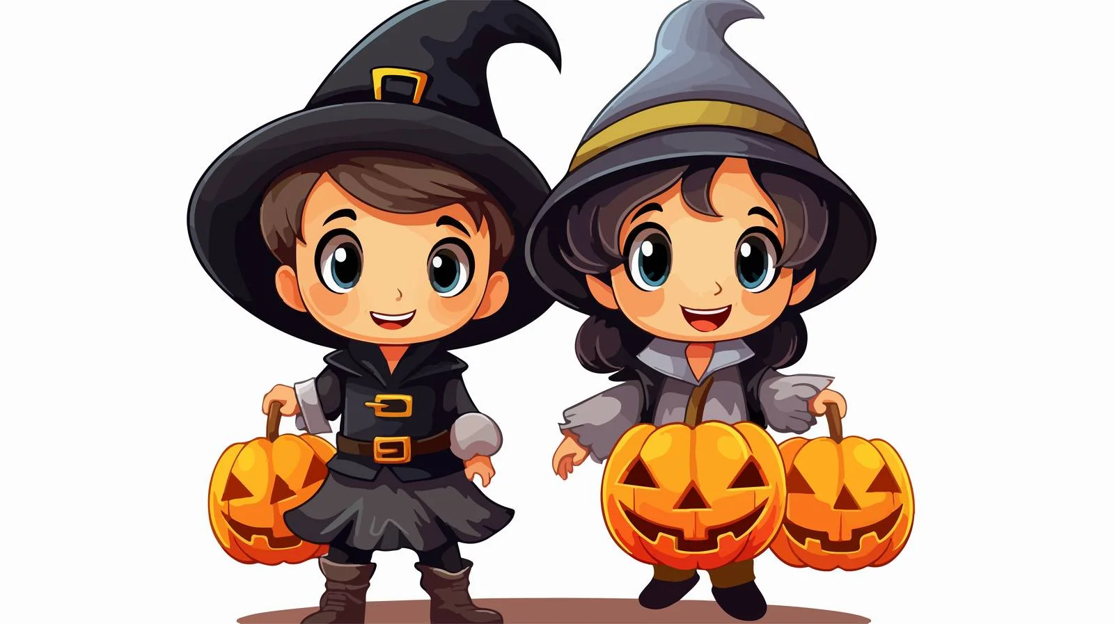 Halloween Kids in Pumpkin Costumes — free download from Dotvec