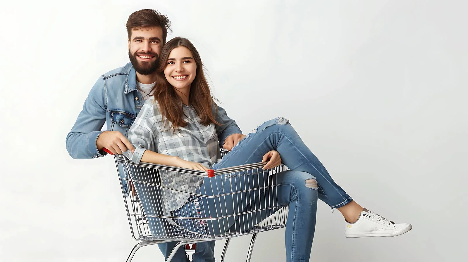 Couple Shopping Cart Fun Together — free download from Dotvec