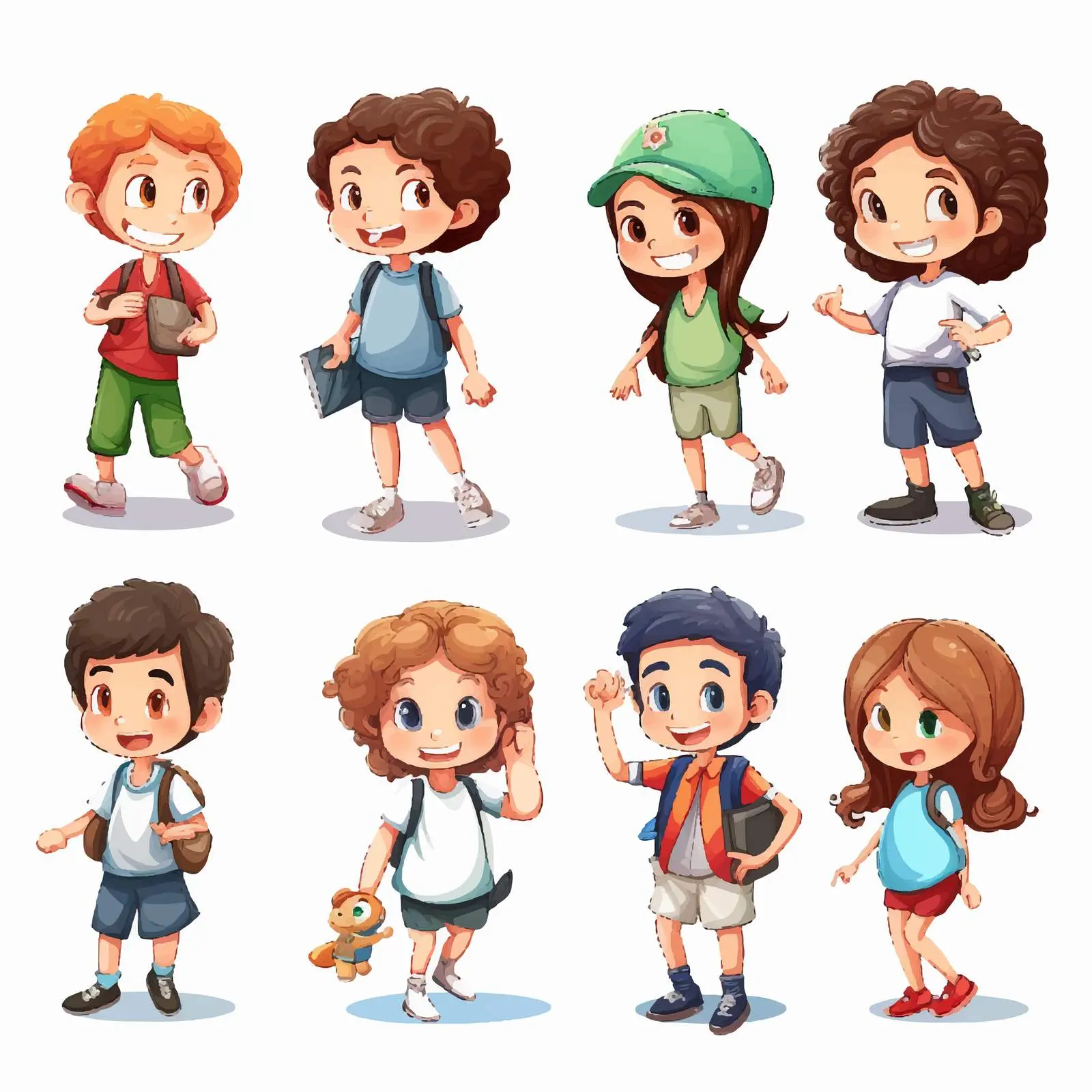 Boys and Girls Engaged in Various Activities Illustration — free download from Dotvec