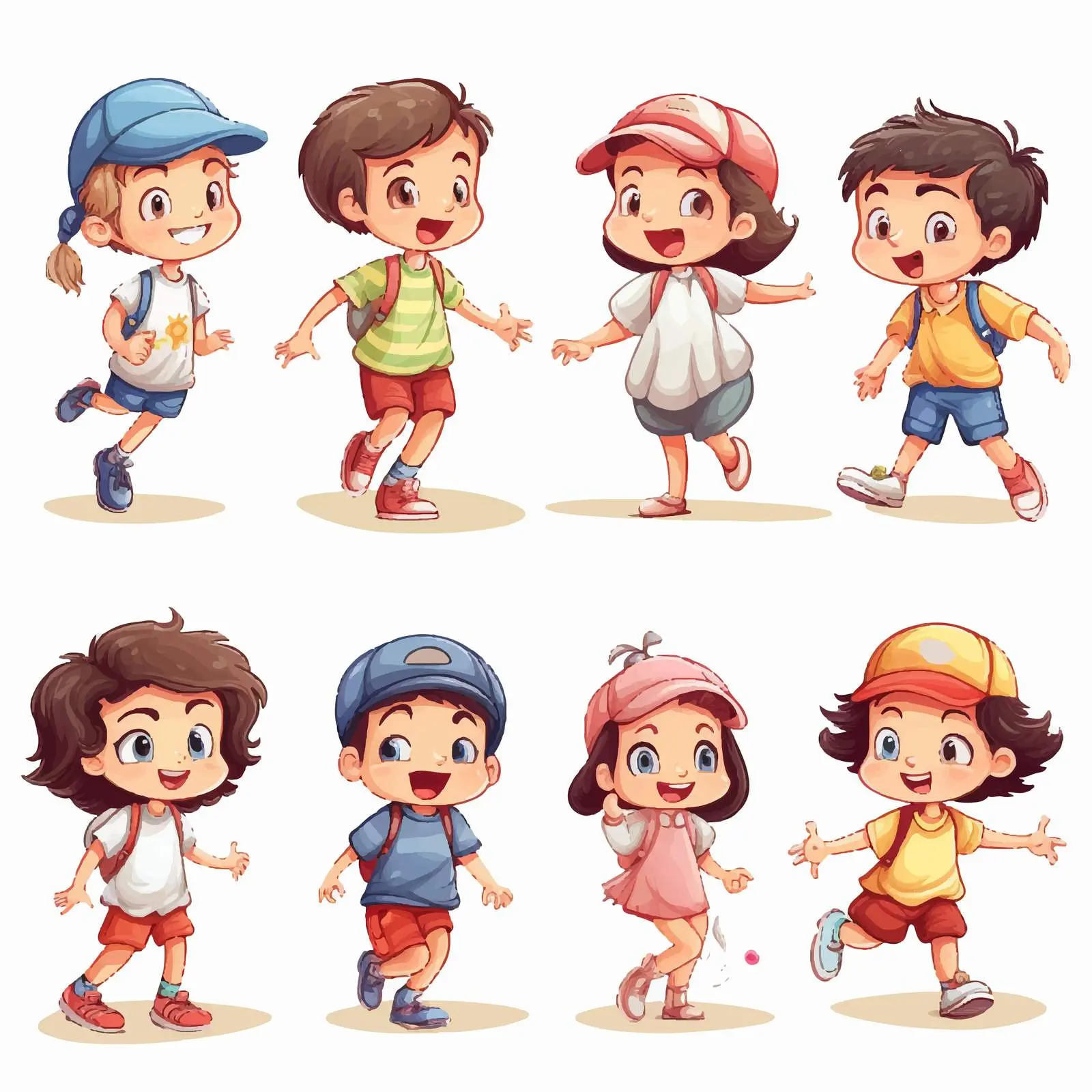 Boys and Girls Engaged in Various Activities Illustration — free download from Dotvec