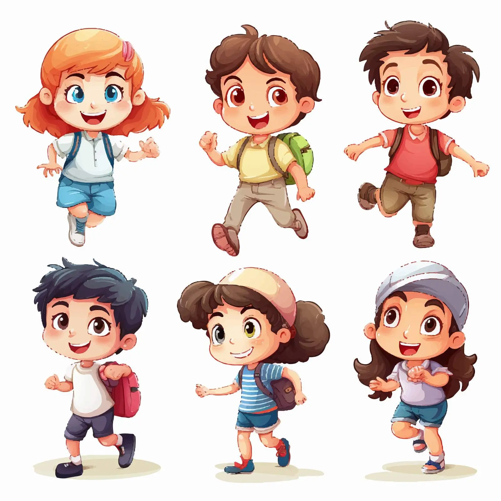 Boys and Girls Engaged in Various Activities Illustration — free download from Dotvec