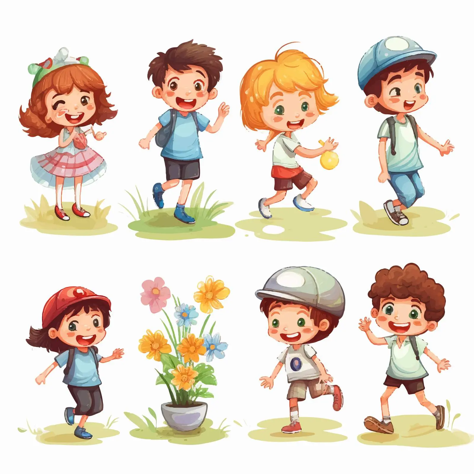 Kids Engaging in Various Activities Illustration — free download from Dotvec