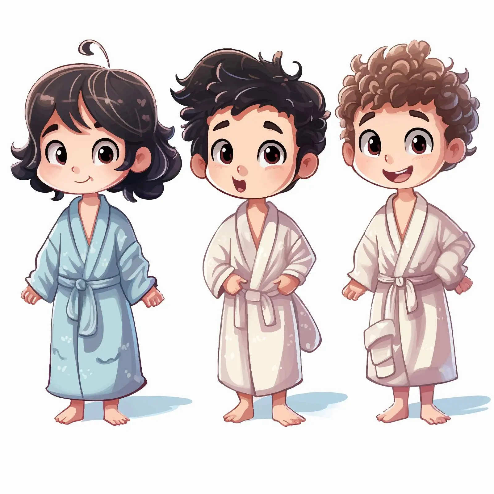 Kids in Bathrobes Cartoon Vector Illustration — free download from Dotvec
