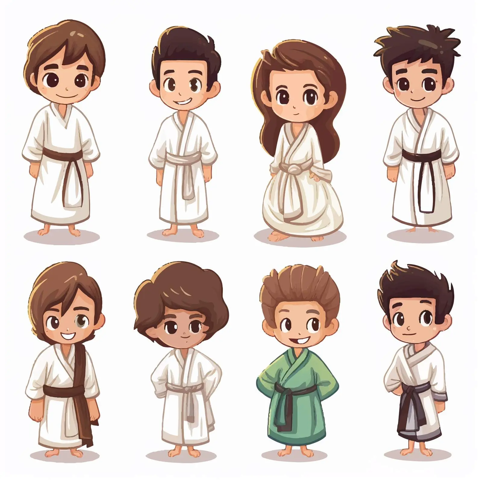Children in Bathrobes Cartoon Vector Illustration — free download from Dotvec