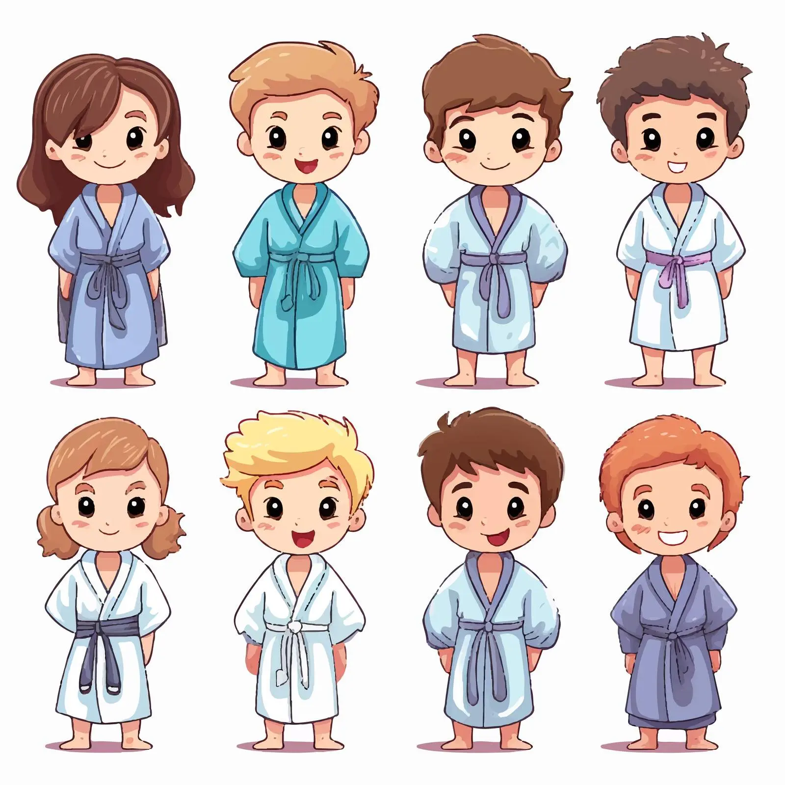 Cartoon Kids in Bathrobes Vector Illustration — free download from Dotvec