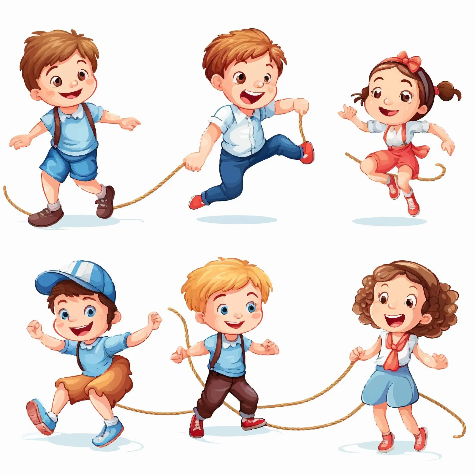 Children Jumping Rope Vector Illustration – free skip image from Dotvec