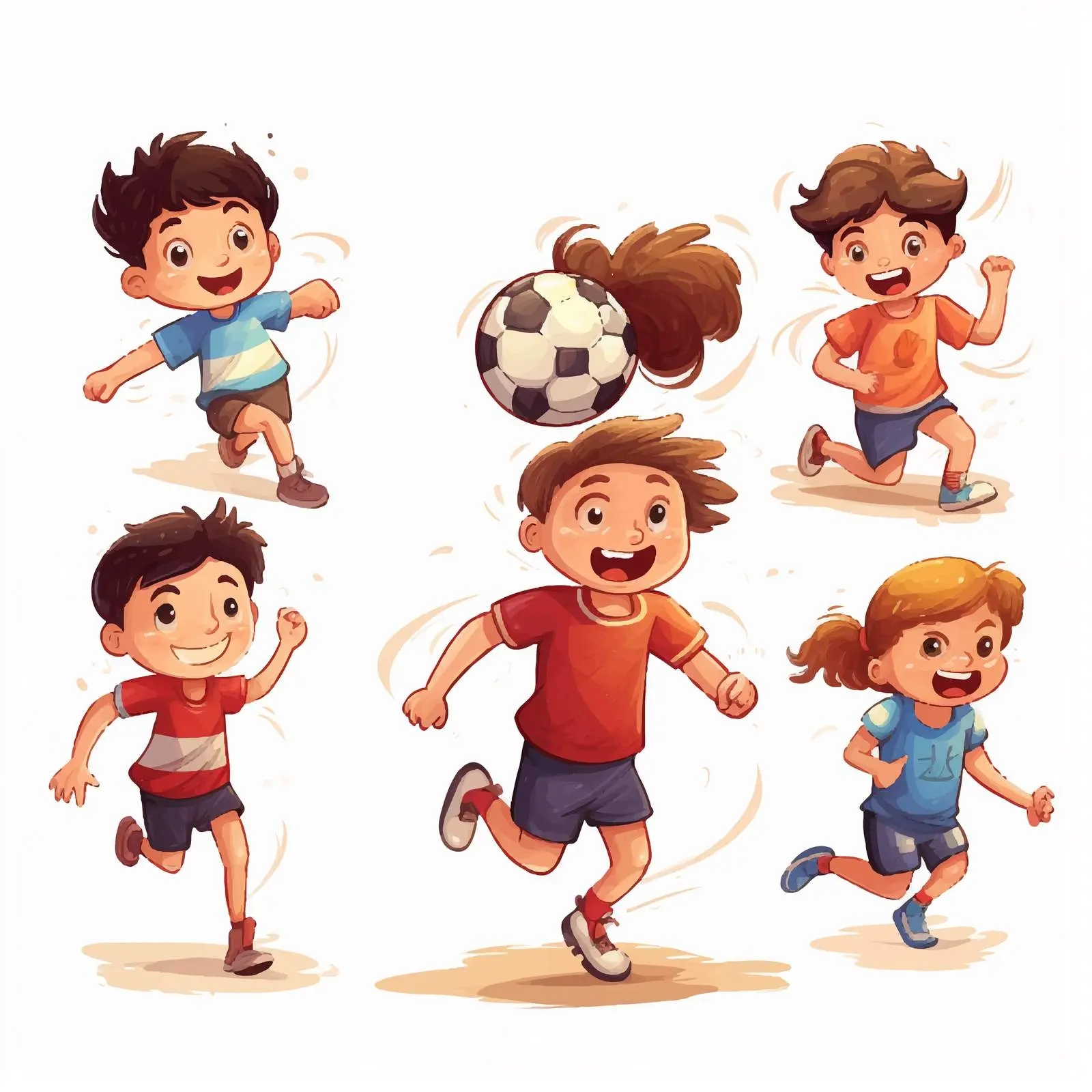 Boys and Girls Playing Sports Illustration — free download from Dotvec