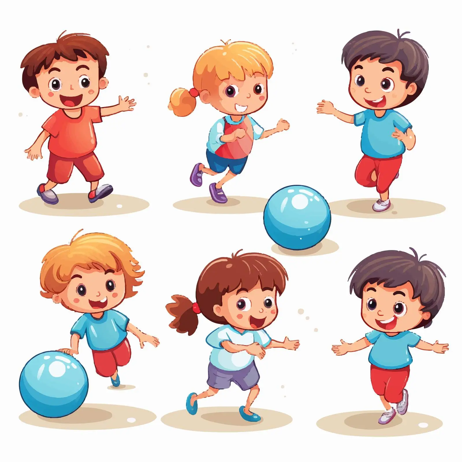 Children Playing with Balls Vector Illustration — free download from Dotvec