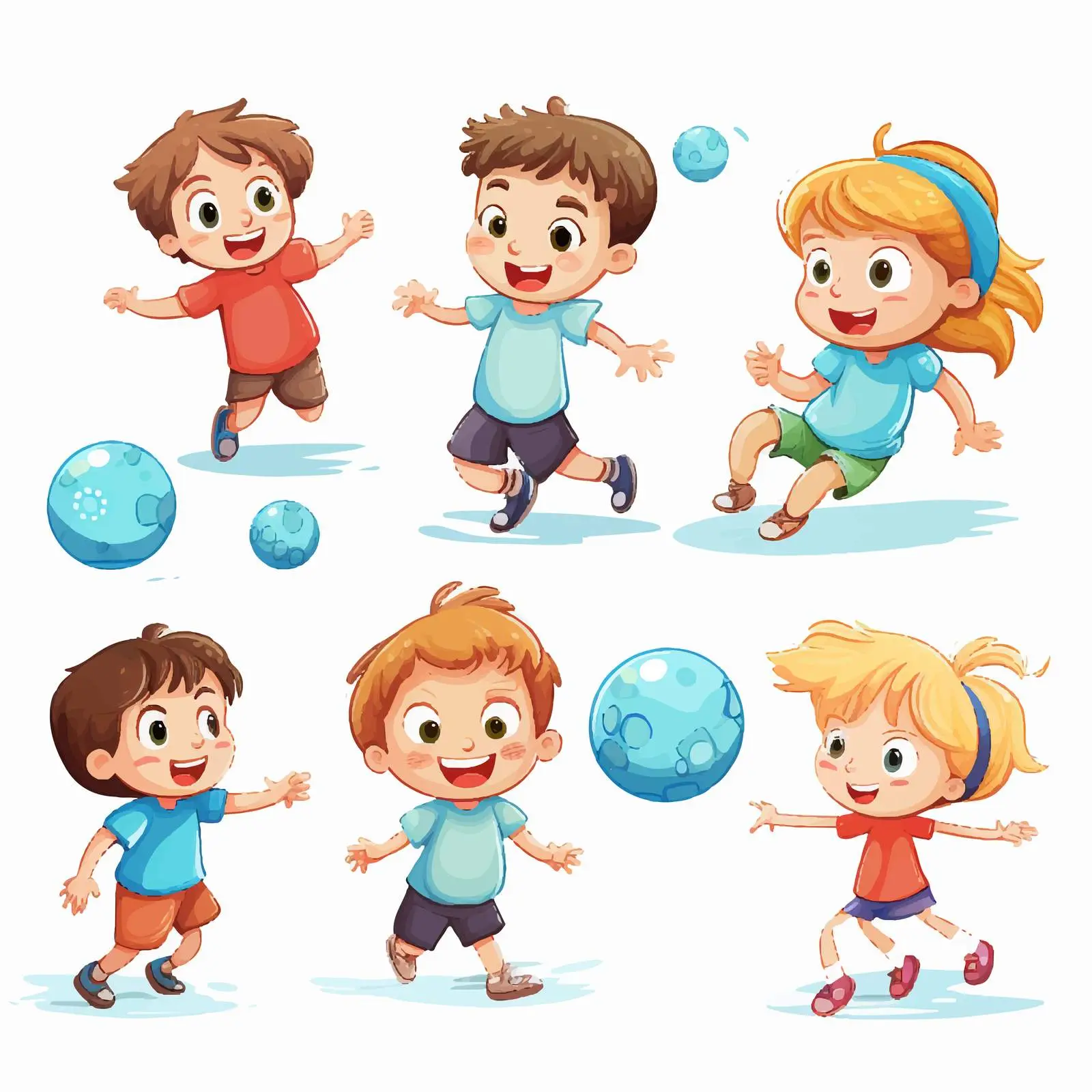 Children Playing with Balls Vector Illustration — free download from Dotvec