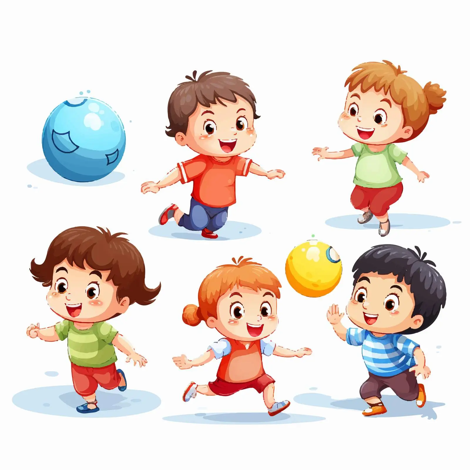 Children Playing with Balls Illustration Vector — free download from Dotvec