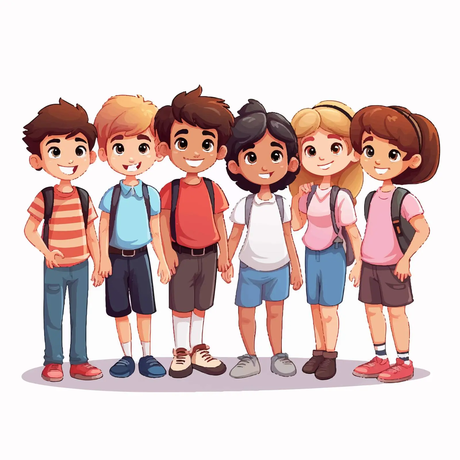 Boys and Girls Standing in Group Illustration — free download from Dotvec