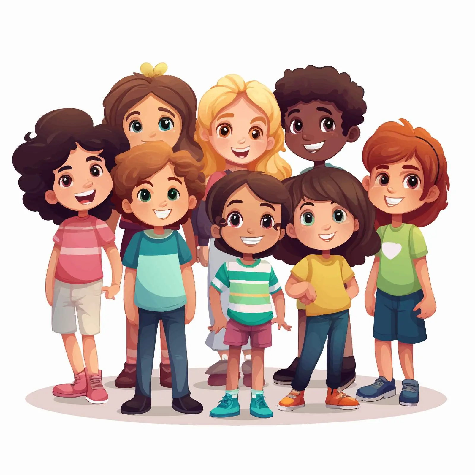 Boys and Girls Standing Together Illustration — free download from Dotvec