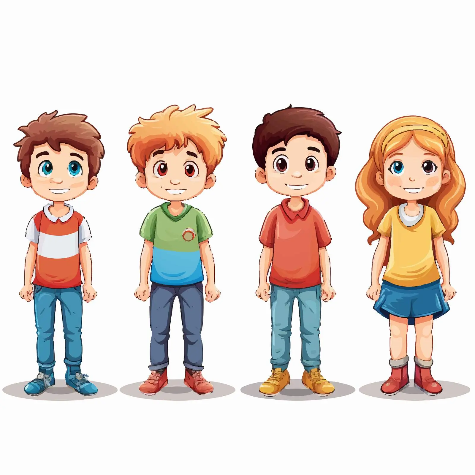 Boys and Girls Group Illustration Vector Art — free download from Dotvec