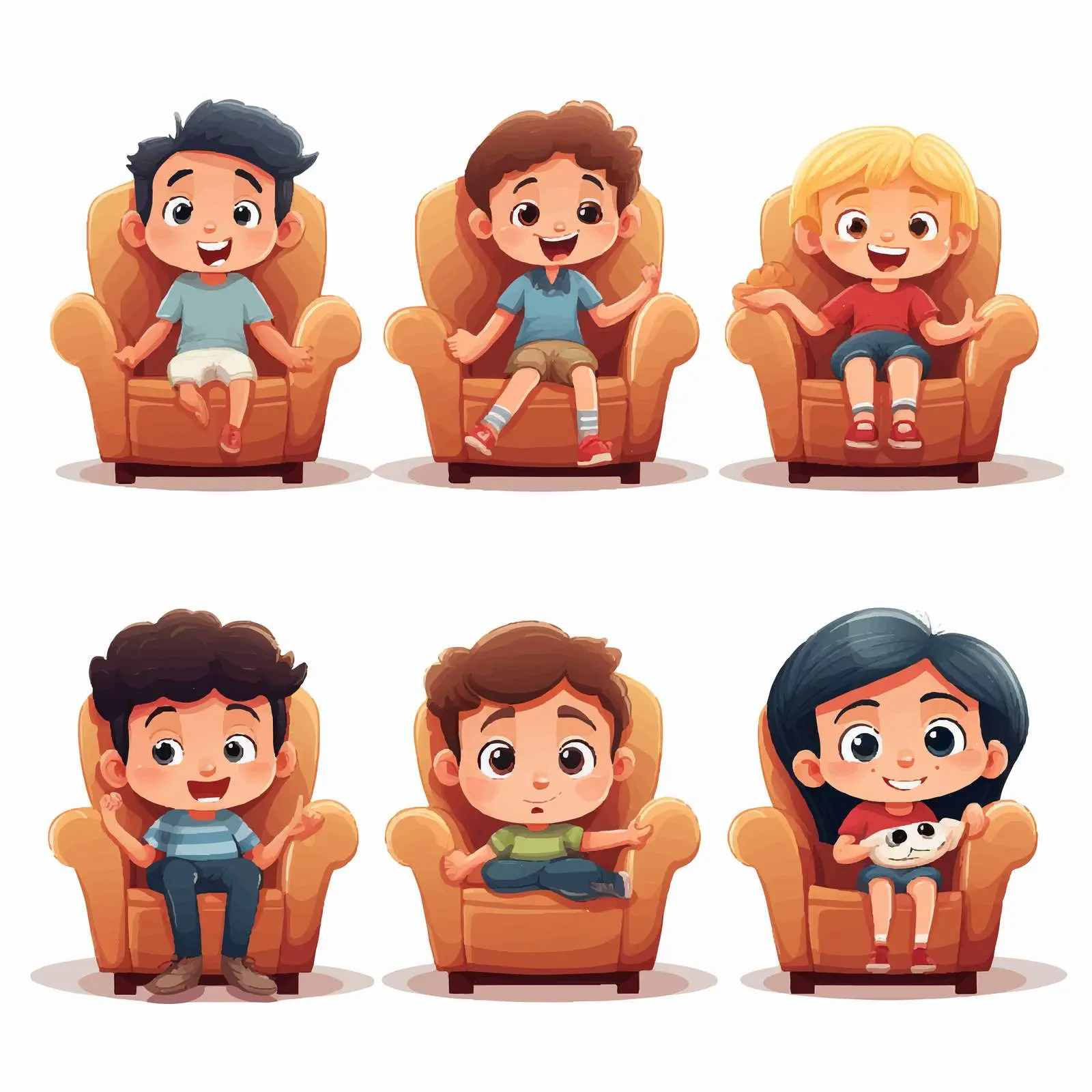 Children Enjoying Television on Comfortable Chairs — free download from Dotvec