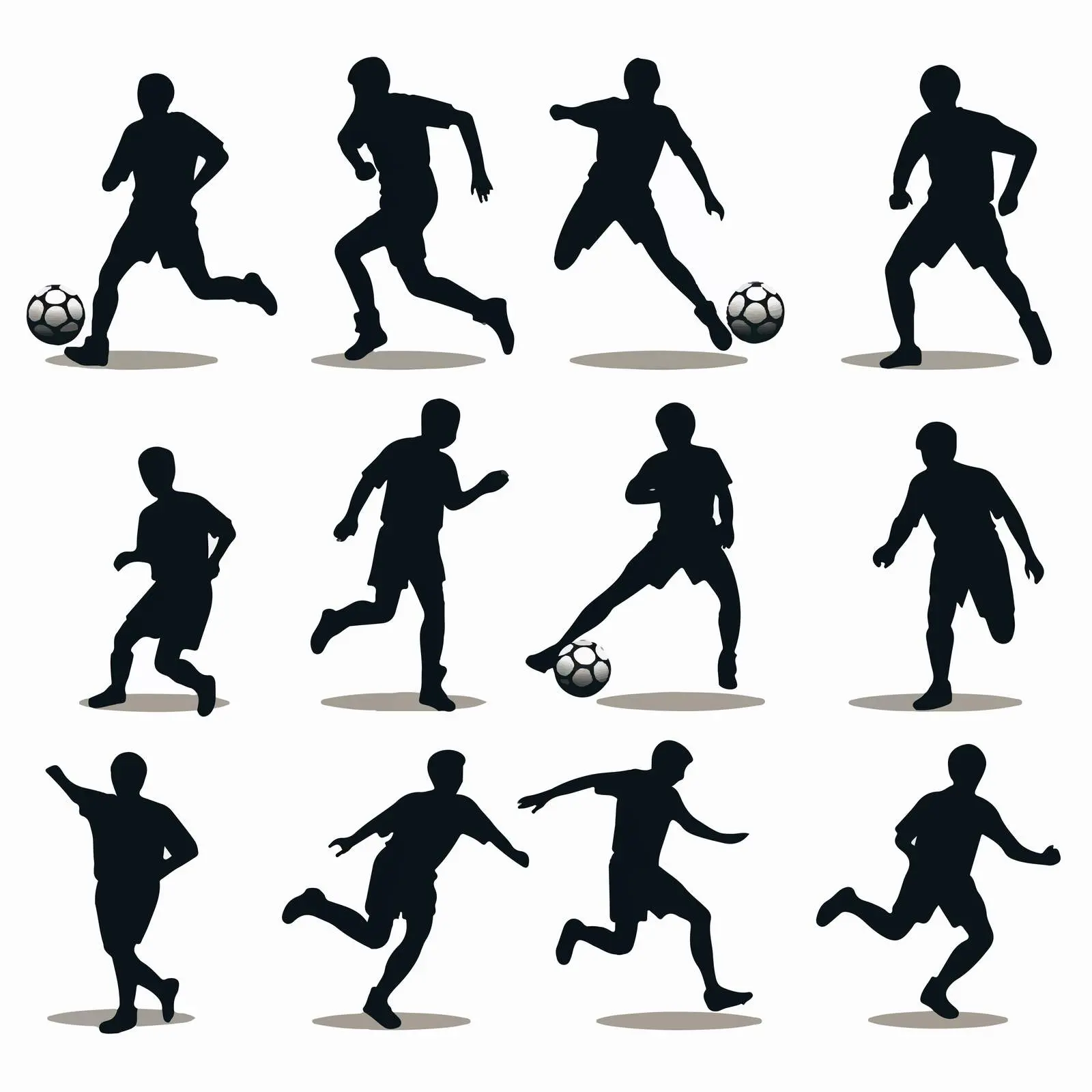 Boys Football Dynamic Pose Silhouettes Set – free physical activity image from Dotvec