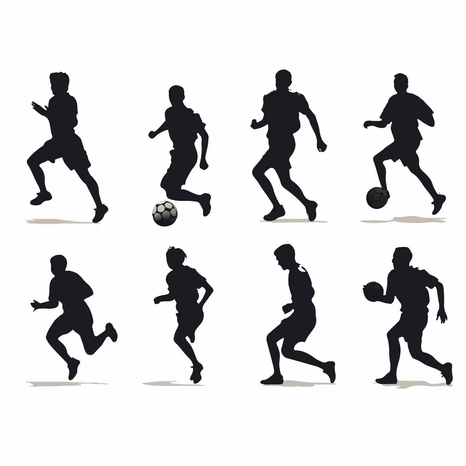 Boys Football Dynamics Pose Silhouettes Set – free sports illustrations image from Dotvec