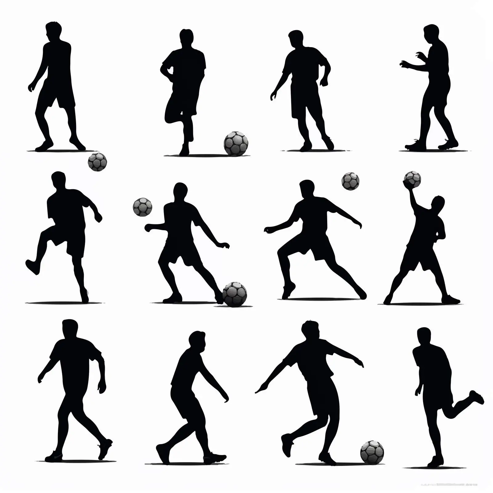 Boys Football Dynamics Pose Silhouettes Set – free physical activity image from Dotvec
