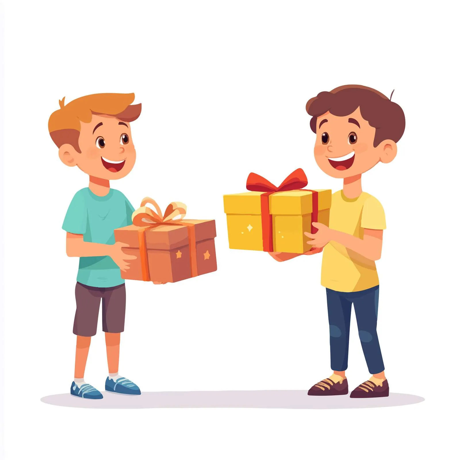 Friends Exchanging Gifts - Happy Children — free download from Dotvec