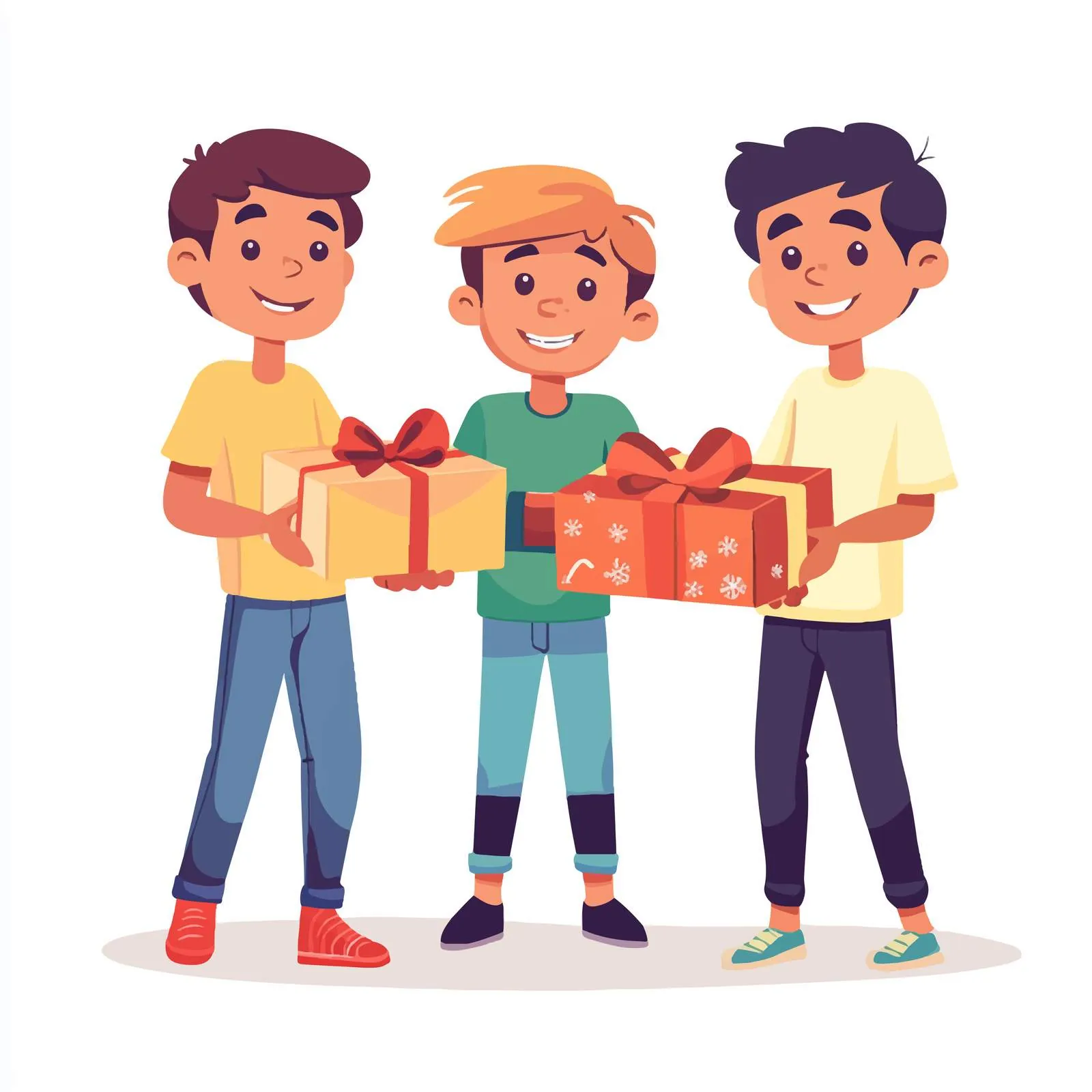 Boys Exchanging Gifts with Friends — free download from Dotvec